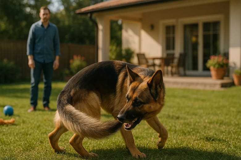 Perro mordiéndose la cola por estereotipia canina