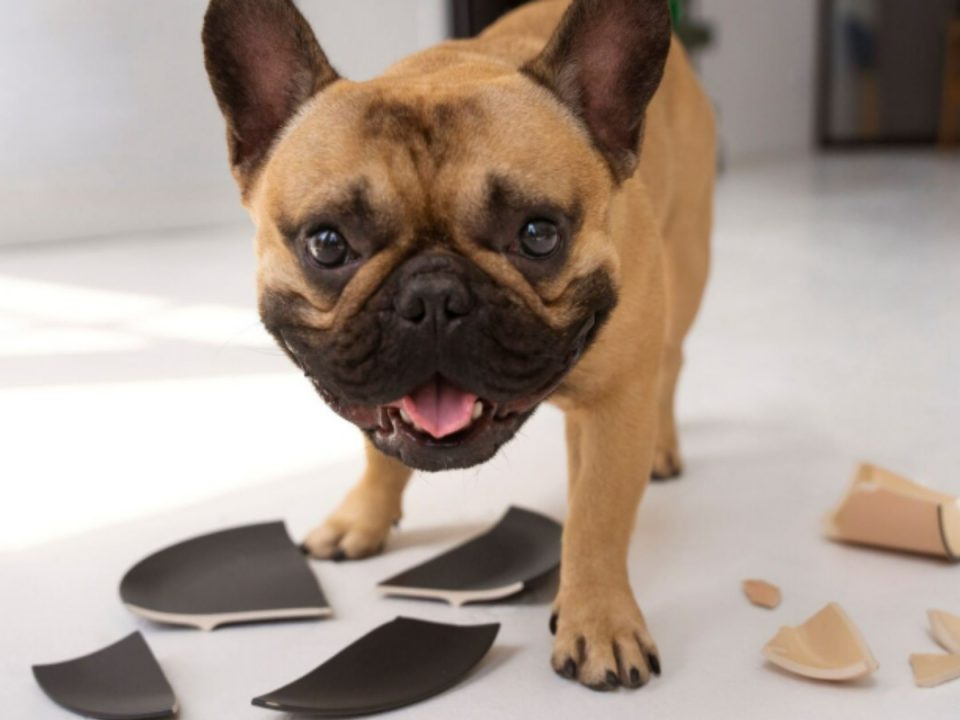 Cachorro destruyendo cosas en casa