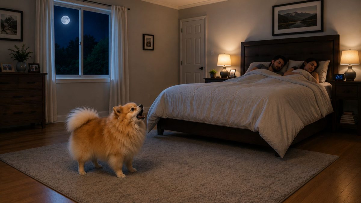Perro ladrando a la noche